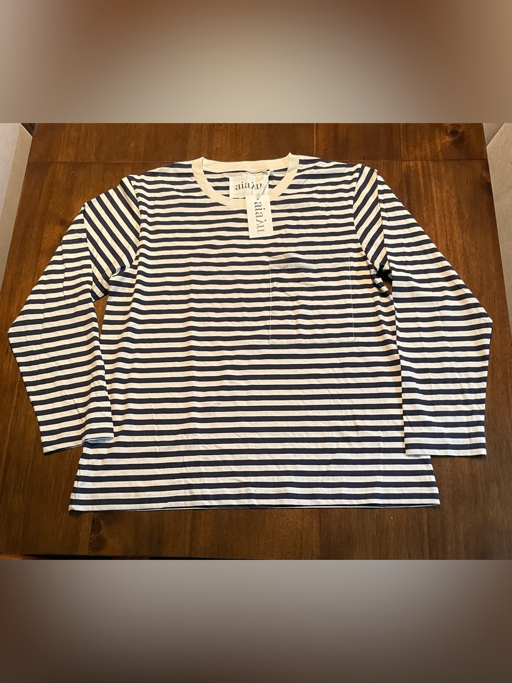 aiayu NWT 1967 Light Long Sleeve Mix Night Navy/White Striped Women’s Medium